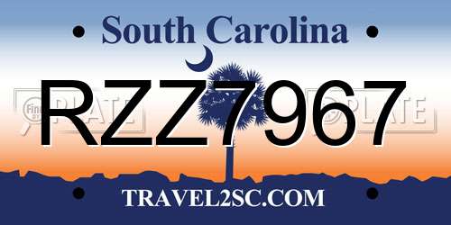 RZZ7967 South Carolina License Plate