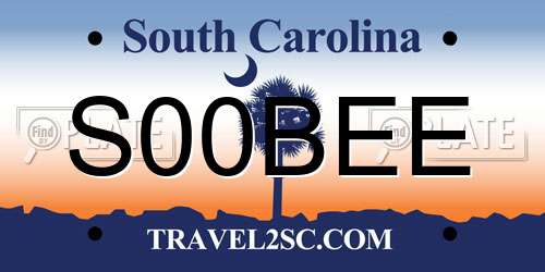 S00BEE South Carolina License Plate