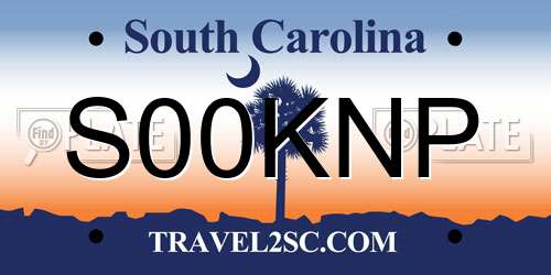 S00KNP South Carolina License Plate