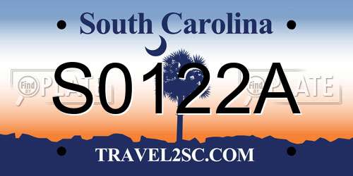 S0122A South Carolina License Plate