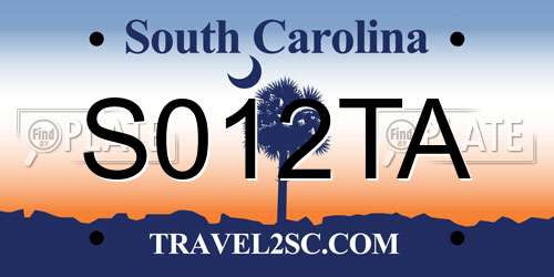S012TA South Carolina License Plate