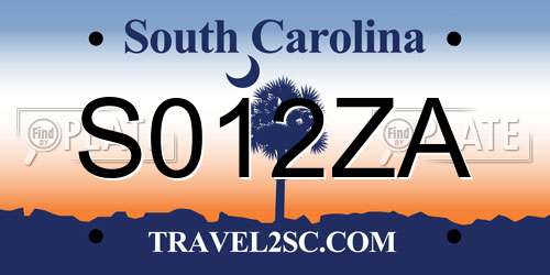 S012ZA South Carolina License Plate