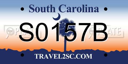 S0157B South Carolina License Plate