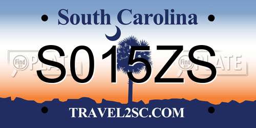 S015ZS South Carolina License Plate