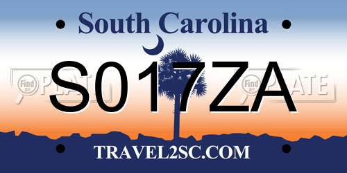S017ZA South Carolina License Plate