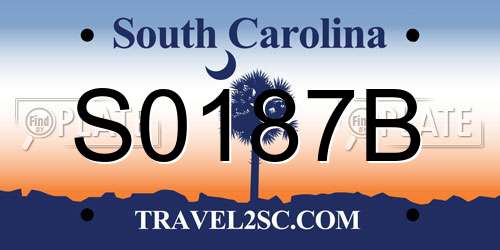 S0187B South Carolina License Plate
