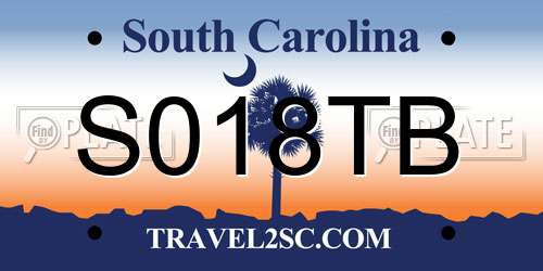 S018TB South Carolina License Plate