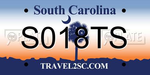 S018TS South Carolina License Plate