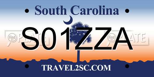 S01ZZA South Carolina License Plate