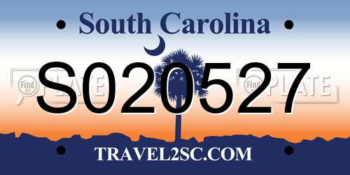 S020527 South Carolina License Plate