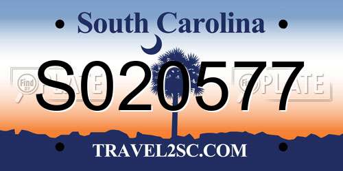 S020577 South Carolina License Plate