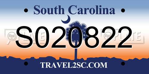 S020822 South Carolina License Plate