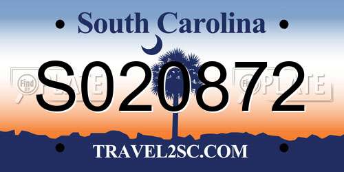 S020872 South Carolina License Plate