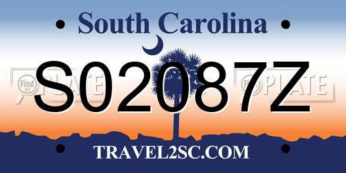 S02087Z South Carolina License Plate