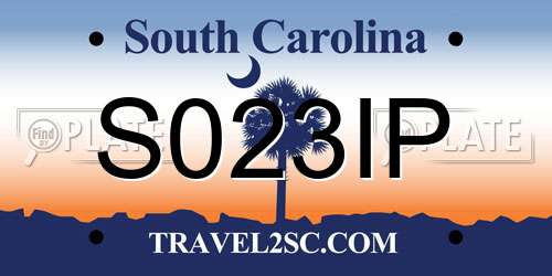 S023IP South Carolina License Plate