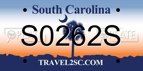 S0262S South Carolina License Plate