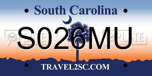 S026MU South Carolina License Plate