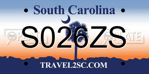 S026ZS South Carolina License Plate