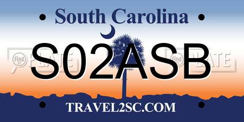 S02ASB South Carolina License Plate