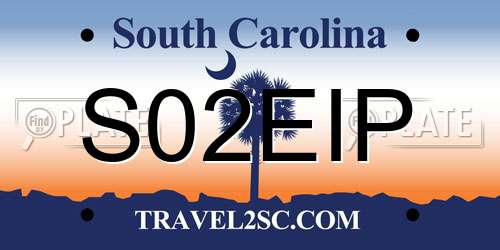 S02EIP South Carolina License Plate