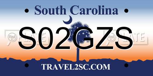 S02GZS South Carolina License Plate