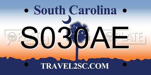 S030AE South Carolina License Plate