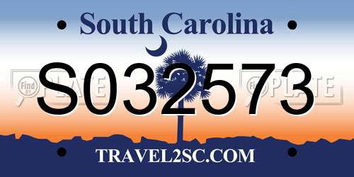 S032573 South Carolina License Plate