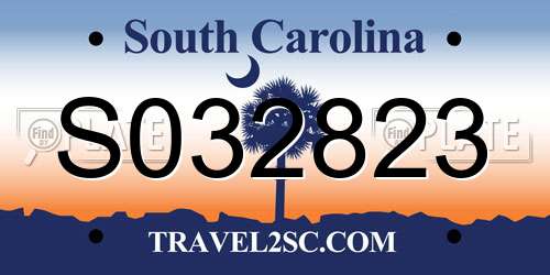 S032823 South Carolina License Plate