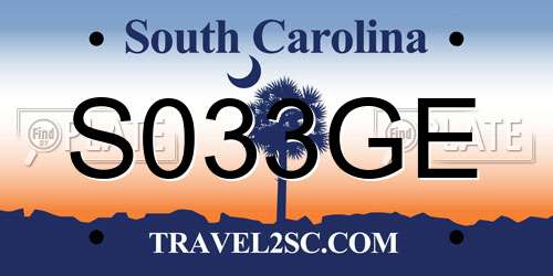 S033GE South Carolina License Plate