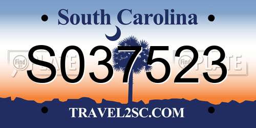 S037523 South Carolina License Plate