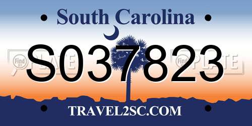 S037823 South Carolina License Plate