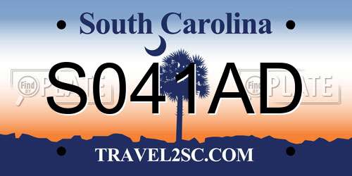 S041AD South Carolina License Plate