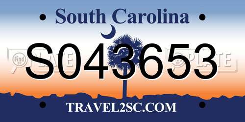 S043653 South Carolina License Plate