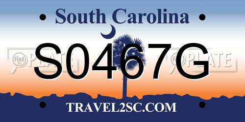S0467G South Carolina License Plate