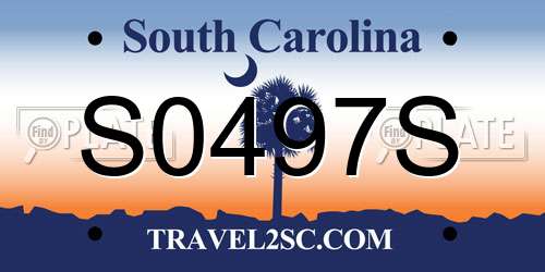 S0497S South Carolina License Plate