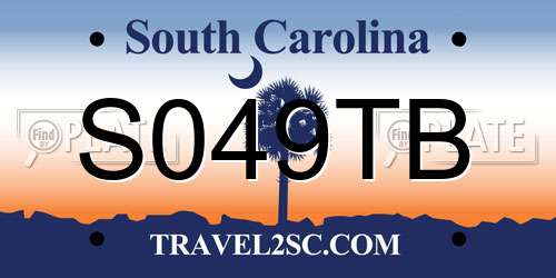 S049TB South Carolina License Plate