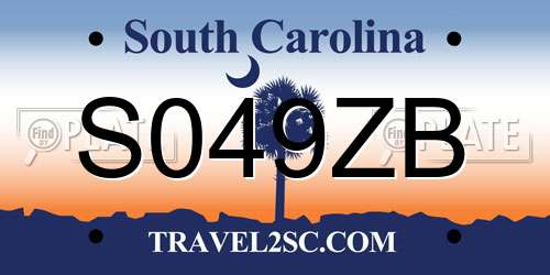 S049ZB South Carolina License Plate
