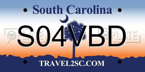 S04VBD South Carolina License Plate