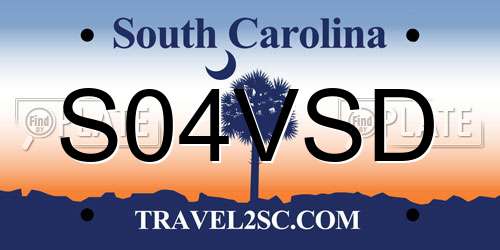 S04VSD South Carolina License Plate