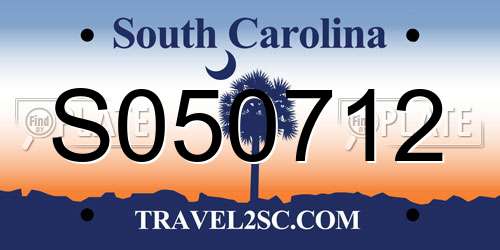 S050712 South Carolina License Plate