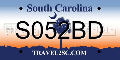 S052BD South Carolina License Plate