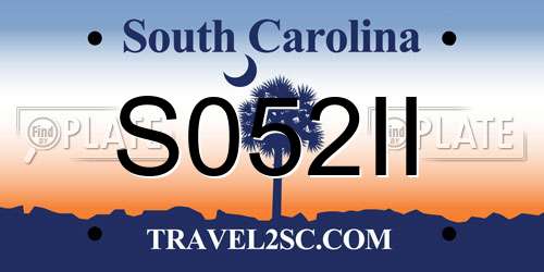 S052II South Carolina License Plate