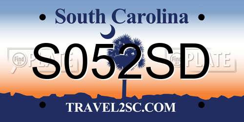 S052SD South Carolina License Plate