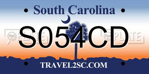 S054CD South Carolina License Plate