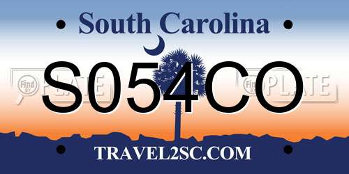 S054CO South Carolina License Plate