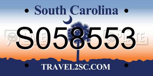 S058553 South Carolina License Plate