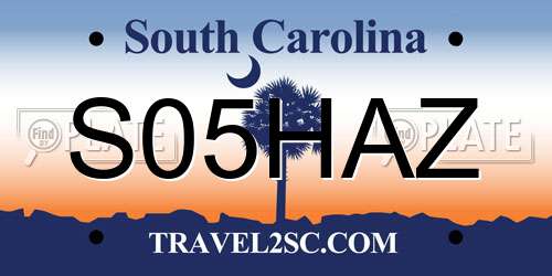 S05HAZ South Carolina License Plate