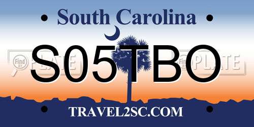 S05TBO South Carolina License Plate