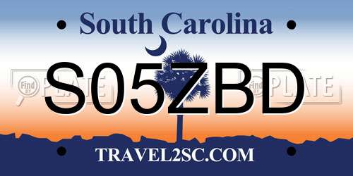 S05ZBD South Carolina License Plate