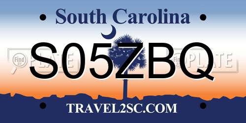 S05ZBQ South Carolina License Plate